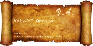 Valkó Aranka névjegykártya